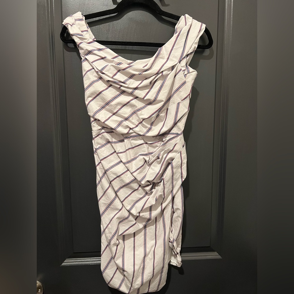 Striped White and Purple Women's Dress